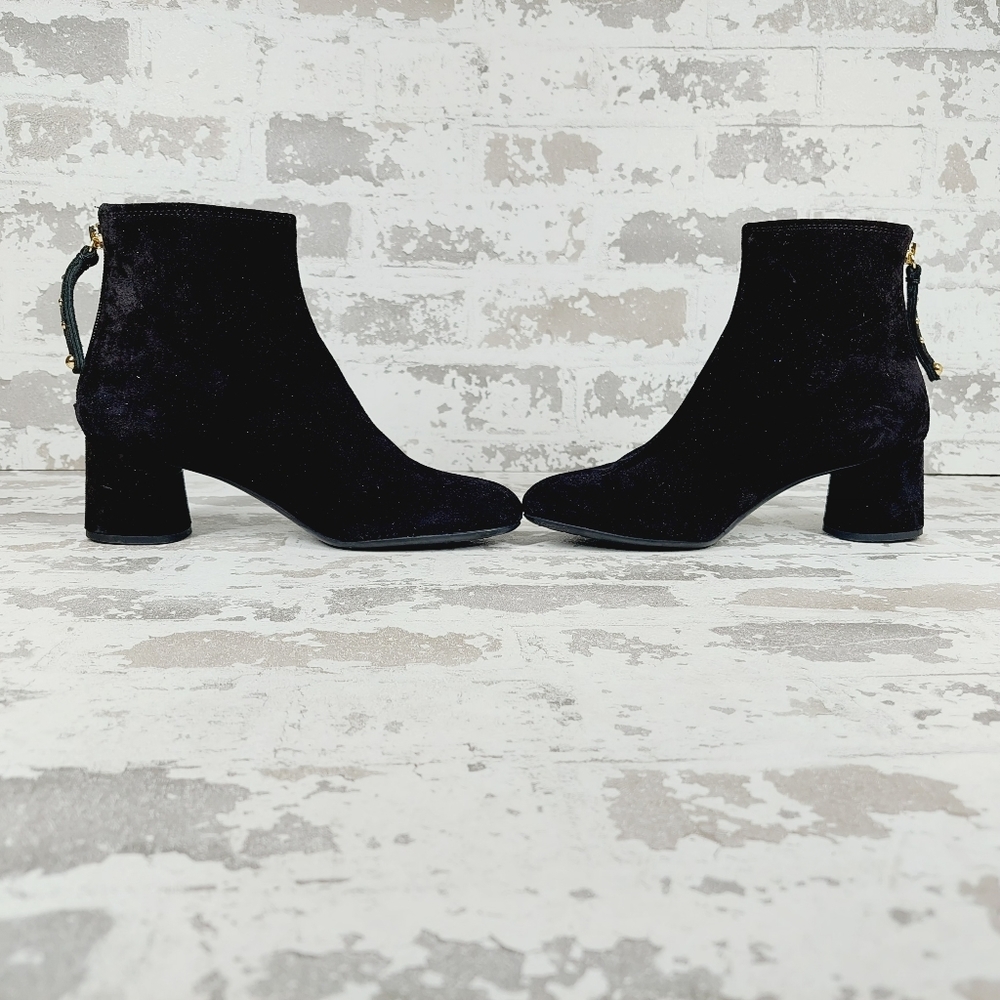 AGL Black Suede Leather Almond Toe Back Zip Block Heel Ankle Boots O425 - Picture 7 of 13
